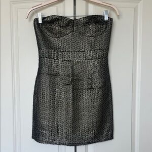 Cynthia Steffe Strapless Black and Gold Mini Dress